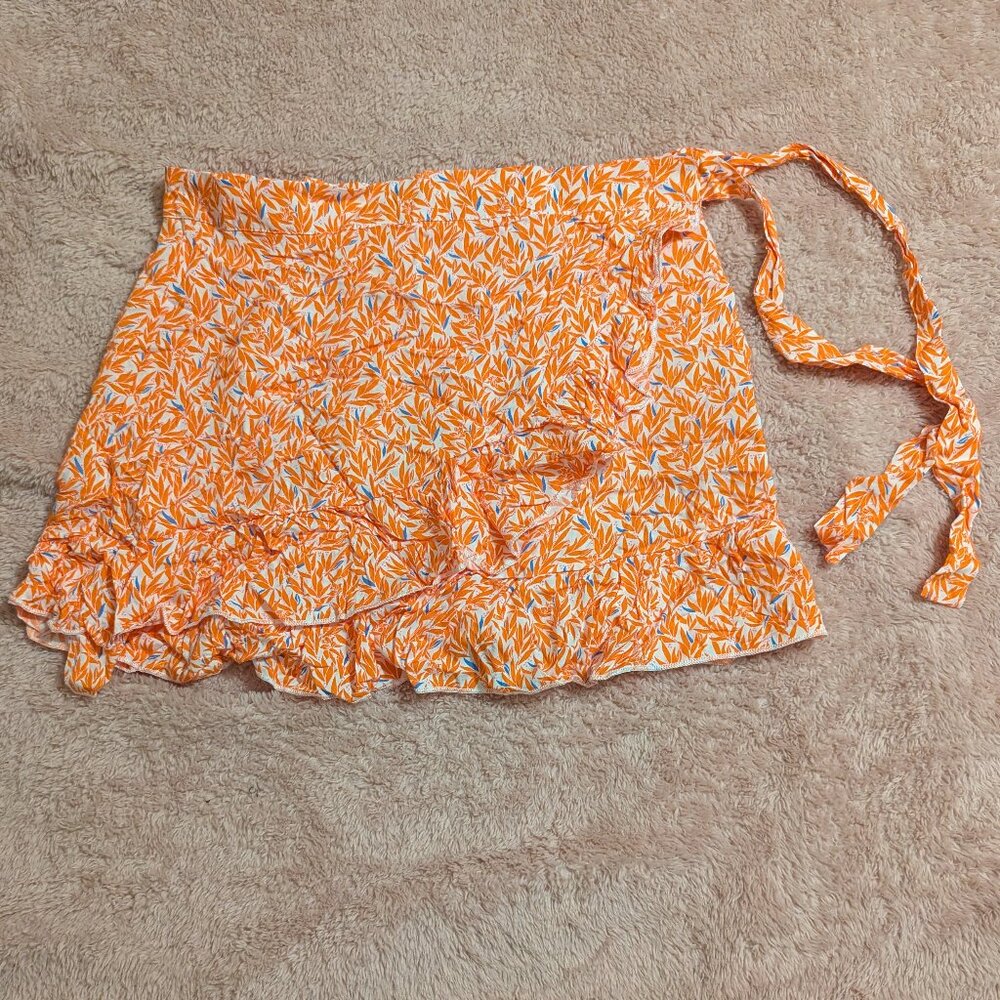 Shein Tropical Wrap Mini Skirt, Size L